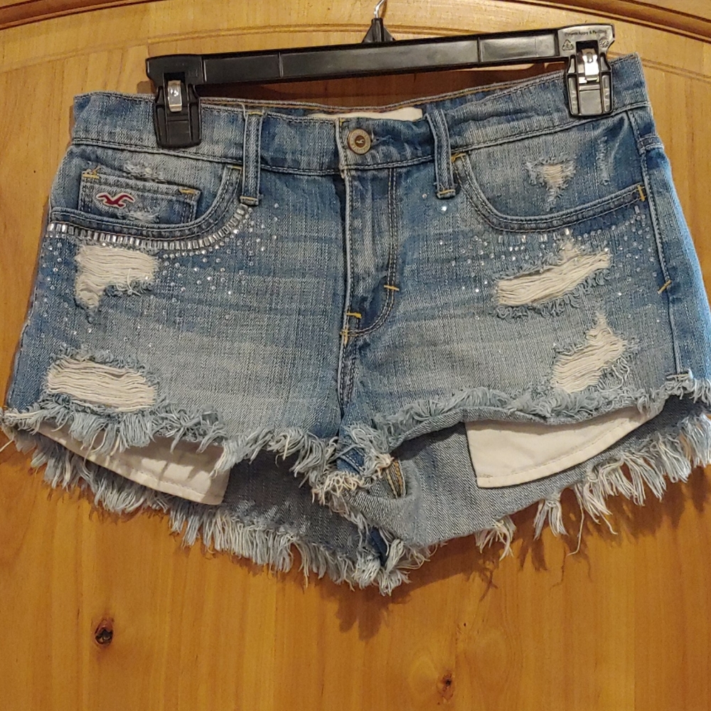 Hollister jean shorts bling rhinestone 3